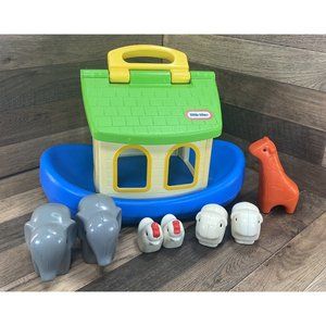 Vintage 1990s Little Tikes Noah's Ark Set Animals Noah Boat Bath Water Toy